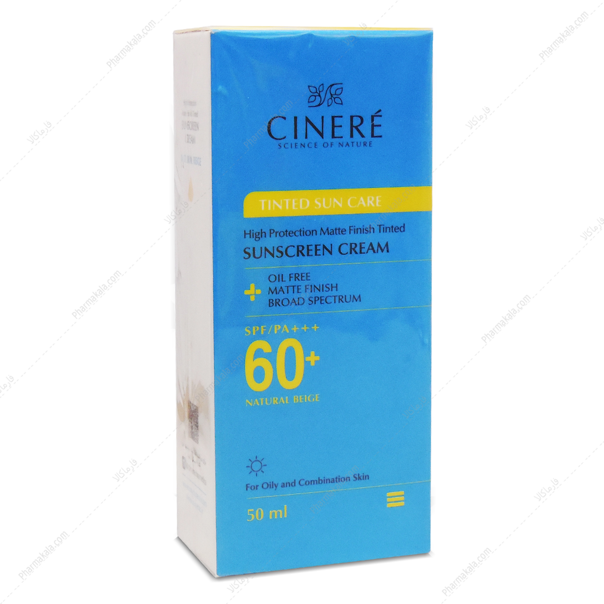 ضد آفتاب 60 چرب سینره کرم ضد آفتاب SPF60 فاقد چربی بژ طبیعی سینره