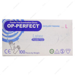 دستکش لاتکس استریل OP-PERFECT پک 100 عددی دستکش لاتکس استریل کم پودر OP-PERFECT