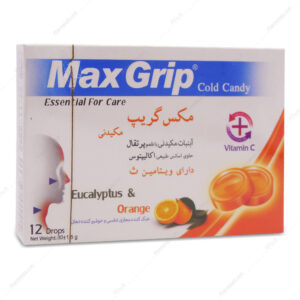 علائم سرماخوردگی پاییزی آبنبات سرد مکیدنی مکس گریپ 12 عددی