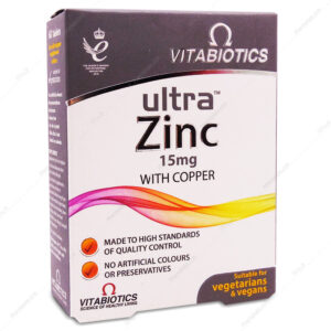 معرفی 10 بهترین قرص زینک قرص اولترا زینک Ultra Zinc 15 ویتابیوتیکس 60 عددی