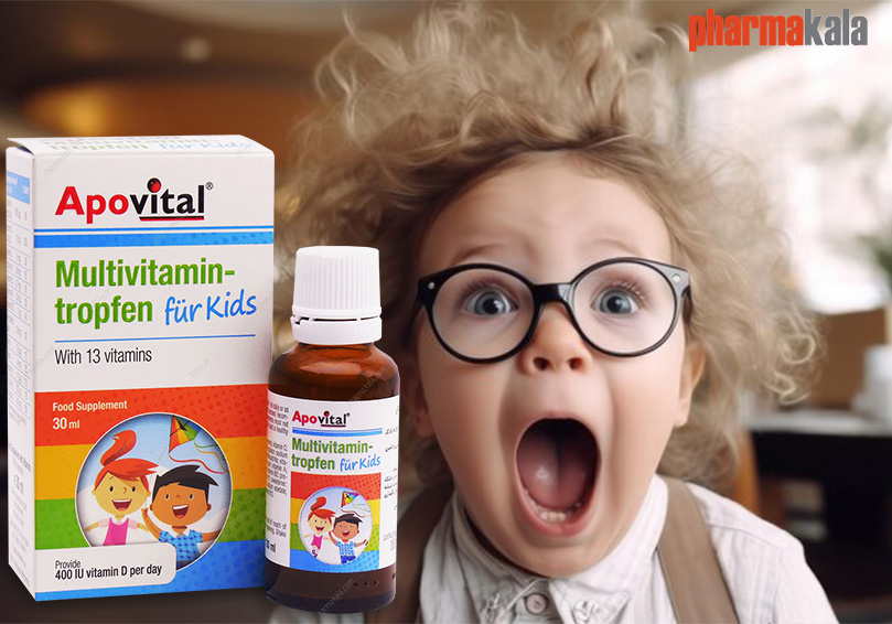 Multivitamin-tropfen Apovital قطره مولتی ویتامین فور کیدز Multivitamintropfen پرتقالی آپوویتال