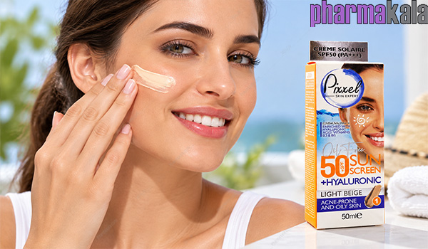 کرم ضد آفتاب SPF50 پوست چرب و مختلط بژ روشن پیکسل 50ml کرم ضد آفتاب SPF50 پوست چرب و مختلط بژ روشن پیکسل