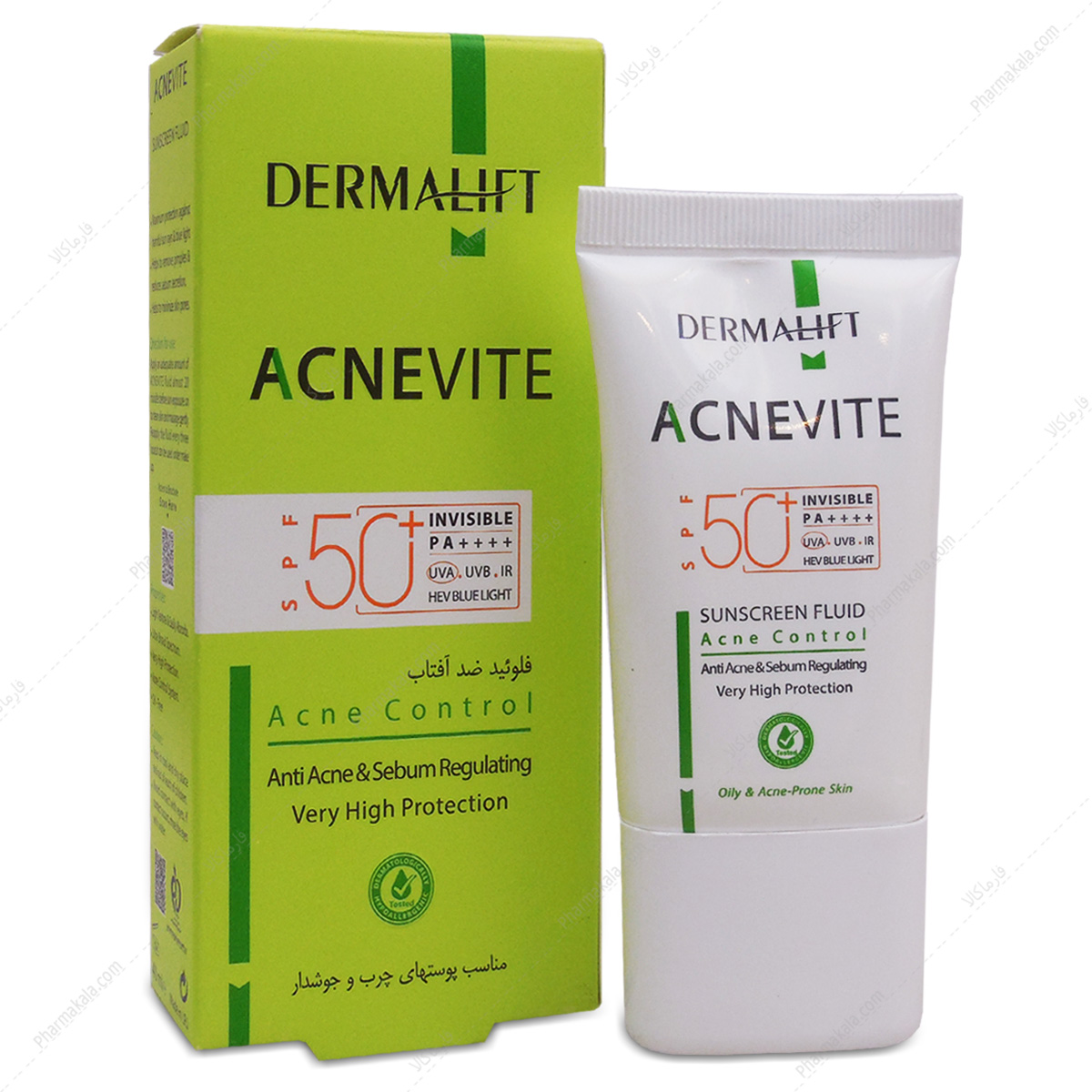 ضد آفتاب چرب درمالیفت فلوئید ضد آفتاب آکنویت SPF50 پوست چرب و جوشدار درمالیفت