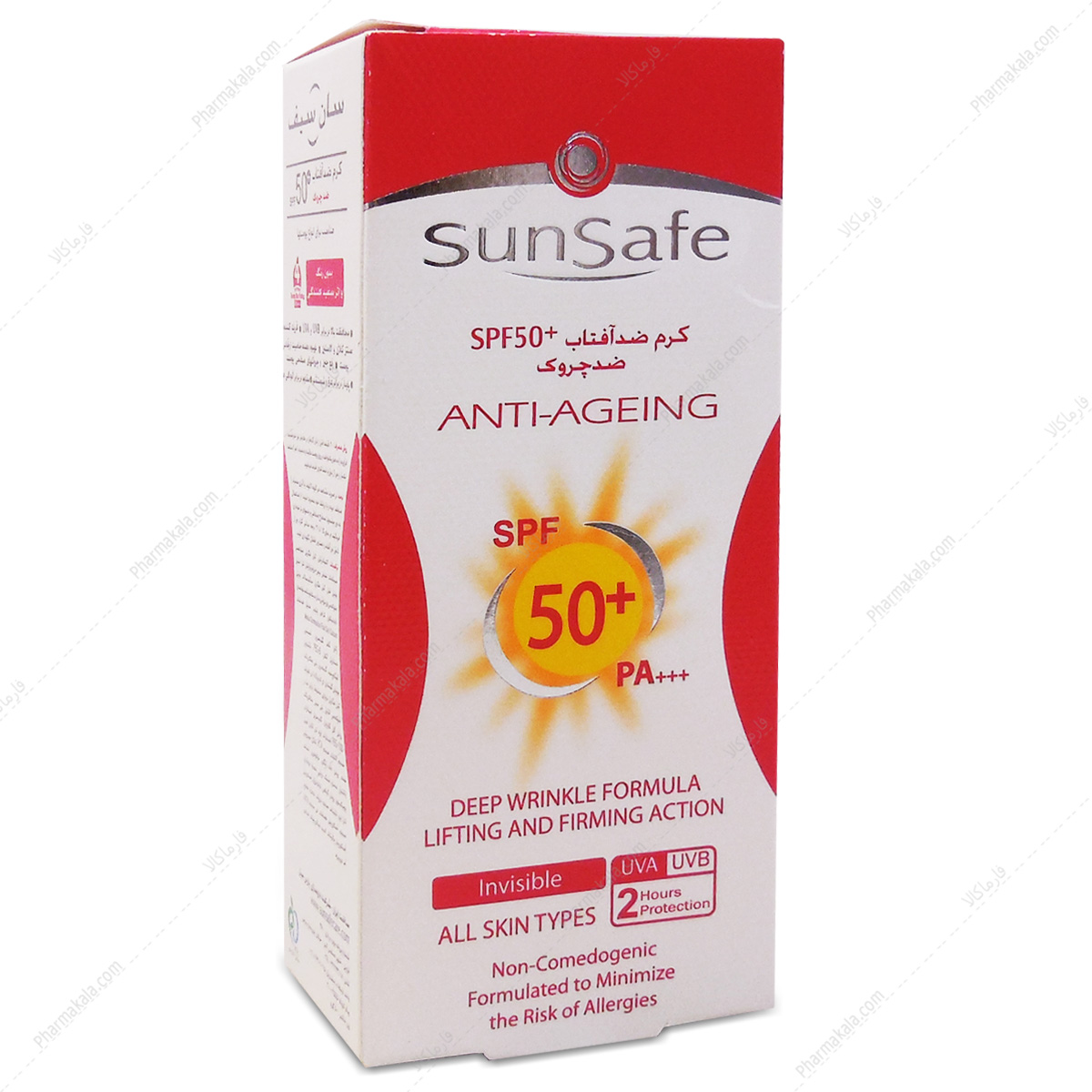 ضدآفتاب ضد چروک بی رنگ سان سیف کرم ضد آفتاب و ضد چروک SPF50 انواع پوست بی رنگ سان سیف